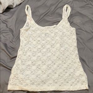 Sheer white laced tank top